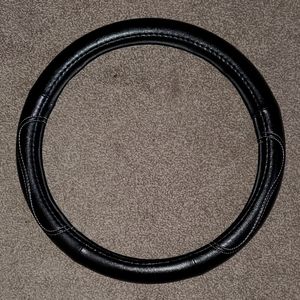 Leather steering wheel cover